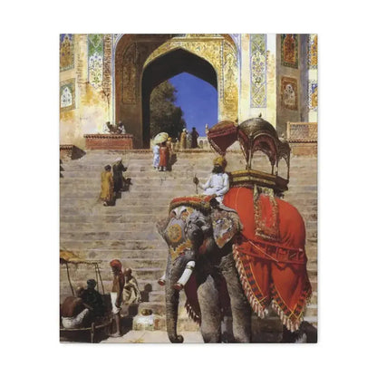 Edwin Lord Weeks (1849-1903) Royal Elephant at the Gateway to the Jami Masjid, Mathura - Canvas Wall Art - The Sticker Space