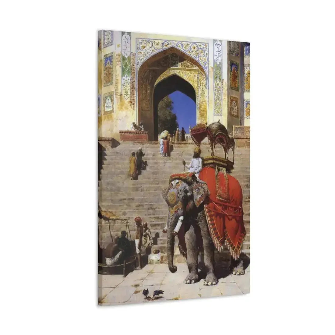 Edwin Lord Weeks (1849-1903) Royal Elephant at the Gateway to the Jami Masjid, Mathura - Canvas Wall Art - The Sticker Space
