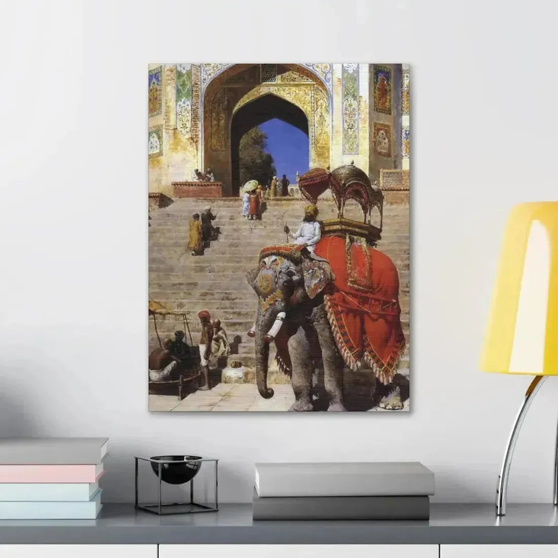 Edwin Lord Weeks (1849-1903) Royal Elephant at the Gateway to the Jami Masjid, Mathura - Canvas Wall Art - The Sticker Space