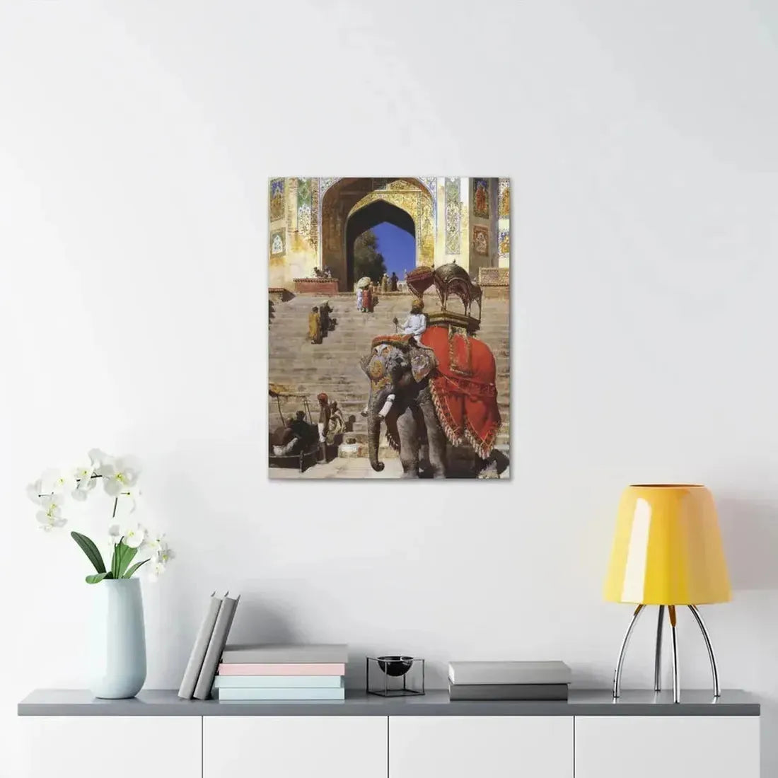 Edwin Lord Weeks (1849-1903) Royal Elephant at the Gateway to the Jami Masjid, Mathura - Canvas Wall Art - The Sticker Space