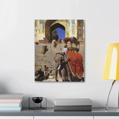 Edwin Lord Weeks (1849-1903) Royal Elephant at the Gateway to the Jami Masjid, Mathura - Canvas Wall Art - The Sticker Space
