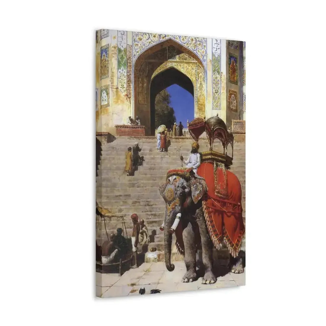 Edwin Lord Weeks (1849-1903) Royal Elephant at the Gateway to the Jami Masjid, Mathura - Canvas Wall Art - The Sticker Space