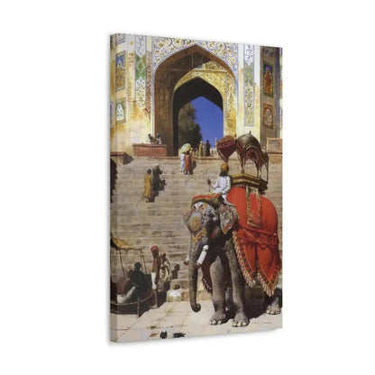 Edwin Lord Weeks (1849-1903) Royal Elephant at the Gateway to the Jami Masjid, Mathura - Canvas Wall Art - The Sticker Space