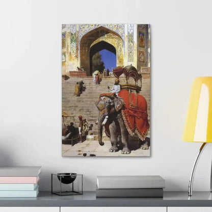 Edwin Lord Weeks (1849-1903) Royal Elephant at the Gateway to the Jami Masjid, Mathura - Canvas Wall Art - The Sticker Space