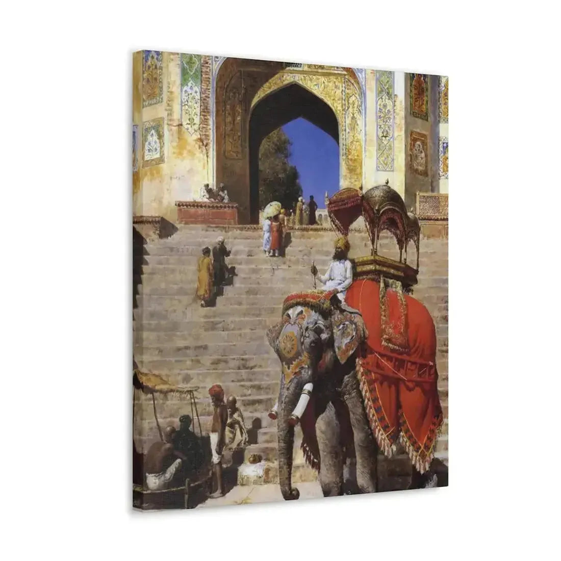 Edwin Lord Weeks (1849-1903) Royal Elephant at the Gateway to the Jami Masjid, Mathura - Canvas Wall Art - The Sticker Space