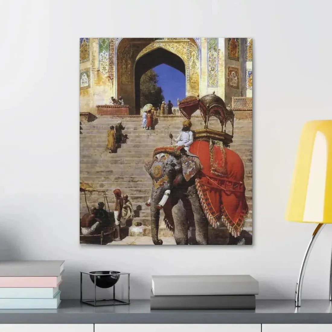 Edwin Lord Weeks (1849-1903) Royal Elephant at the Gateway to the Jami Masjid, Mathura - Canvas Wall Art - The Sticker Space