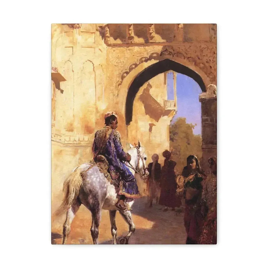Edwin Lord Weeks (1849-1903) Street Scene in India c1884-1889 - Canvas Wall Art 12″ x 16″ 1.25" - The Sticker Space