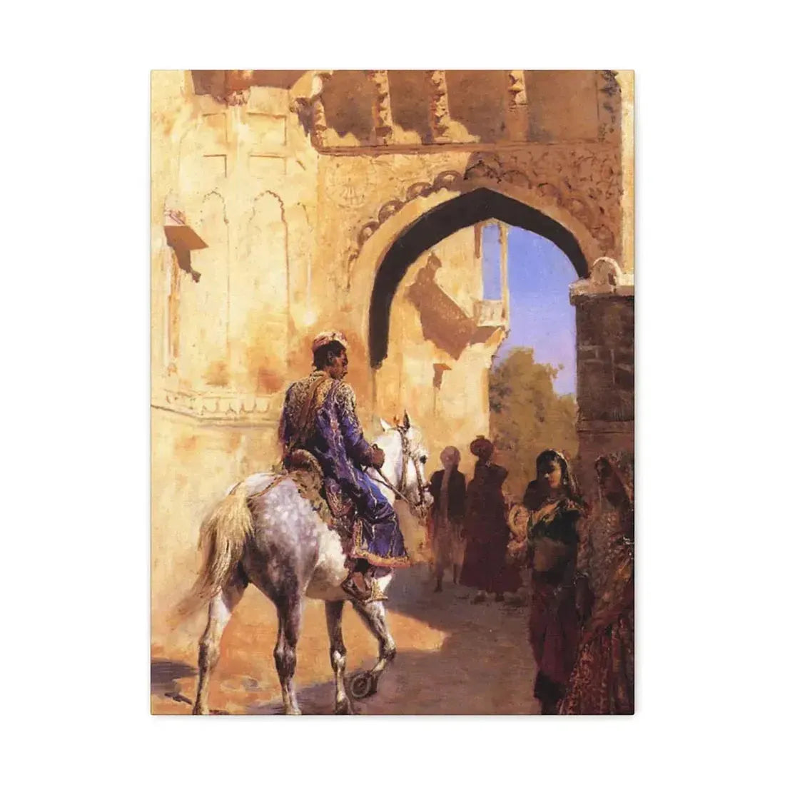Edwin Lord Weeks (1849-1903) Street Scene in India c1884-1889 - Canvas Wall Art 18″ x 24″ 1.25" - The Sticker Space