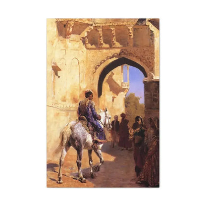 Edwin Lord Weeks (1849-1903) Street Scene in India c1884-1889 - Canvas Wall Art 24″ x 36″ 1.25" - The Sticker Space