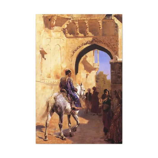 Edwin Lord Weeks (1849-1903) Street Scene in India c1884-1889 - Canvas Wall Art 24″ x 36″ 1.25" - The Sticker Space