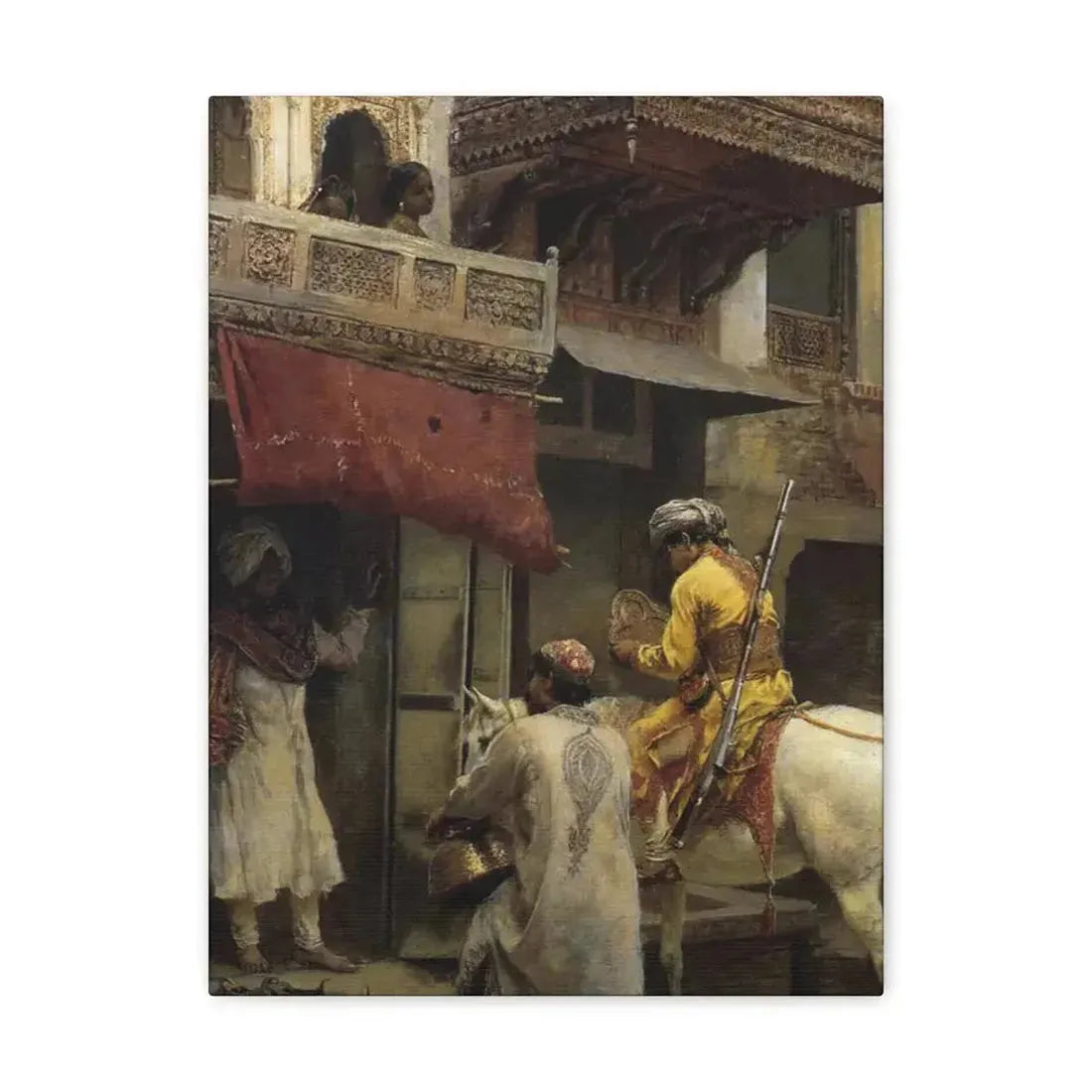 Edwin Lord Weeks (1849-1903) Street Scene in India - Canvas Wall Art 12″ x 16″ 1.25" - The Sticker Space