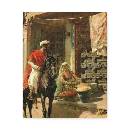 Edwin Lord Weeks (1849-1903) Street Vendor, Ahmedabad c1885 - Canvas Wall Art 11″ x 14″ 1.25" - The Sticker Space