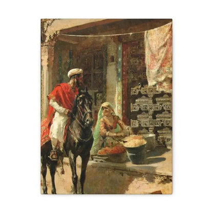 Edwin Lord Weeks (1849-1903) Street Vendor, Ahmedabad c1885 - Canvas Wall Art 12″ x 16″ 1.25" - The Sticker Space