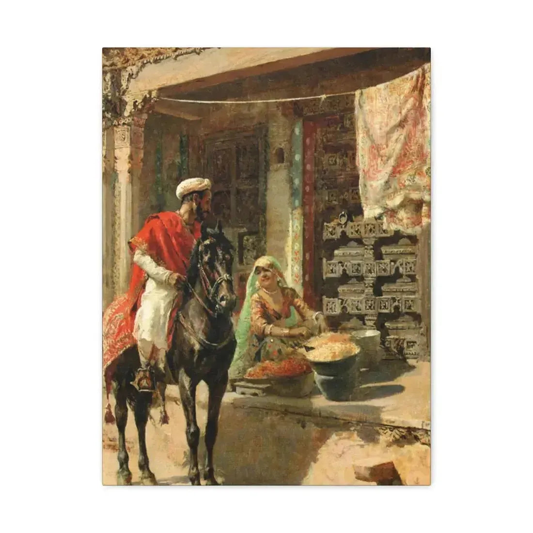 Edwin Lord Weeks (1849-1903) Street Vendor, Ahmedabad c1885 - Canvas Wall Art 18″ x 24″ 1.25" - The Sticker Space