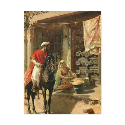 Edwin Lord Weeks (1849-1903) Street Vendor, Ahmedabad c1885 - Canvas Wall Art 18″ x 24″ 1.25" - The Sticker Space