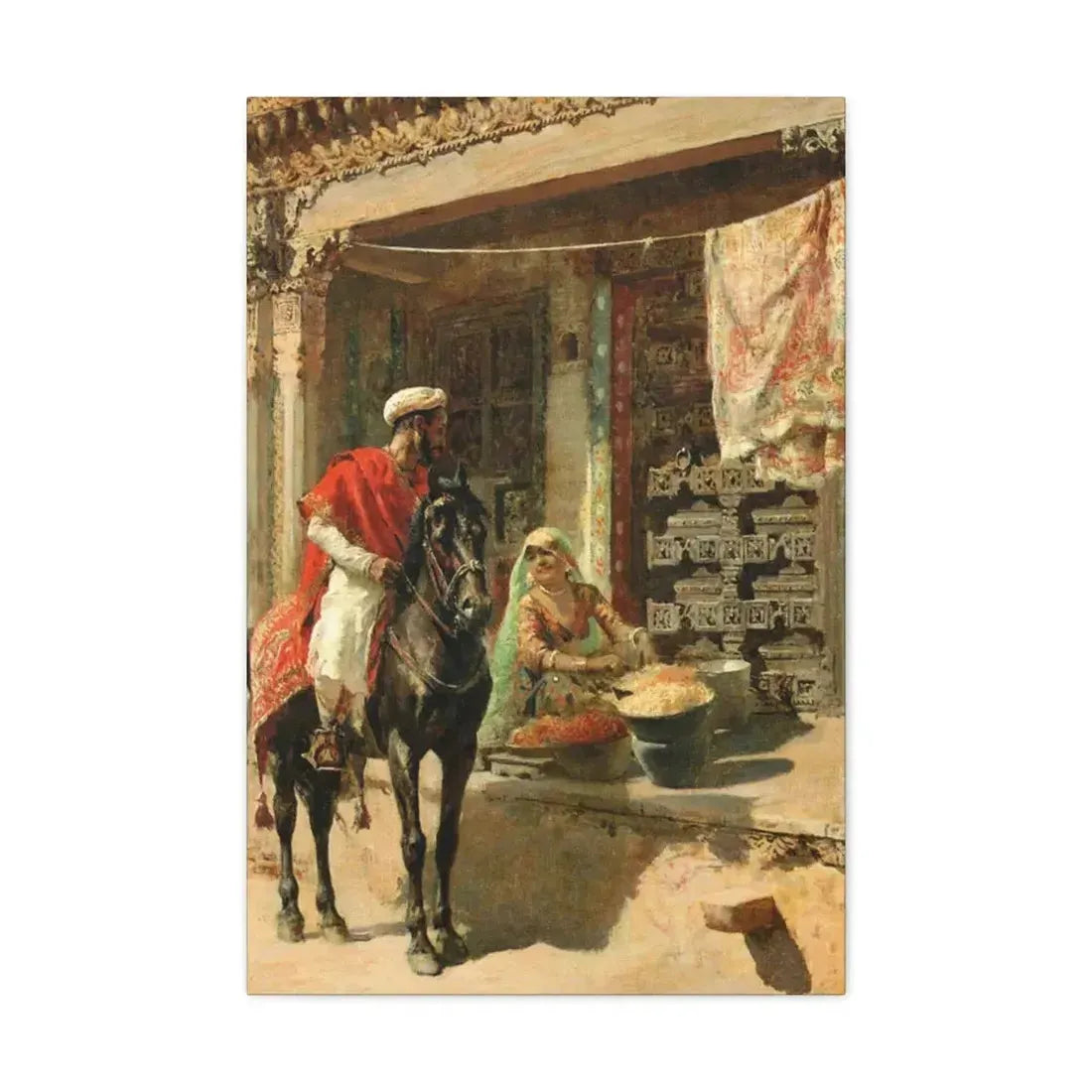 Edwin Lord Weeks (1849-1903) Street Vendor, Ahmedabad c1885 - Canvas Wall Art 20″ x 30″ 1.25" - The Sticker Space