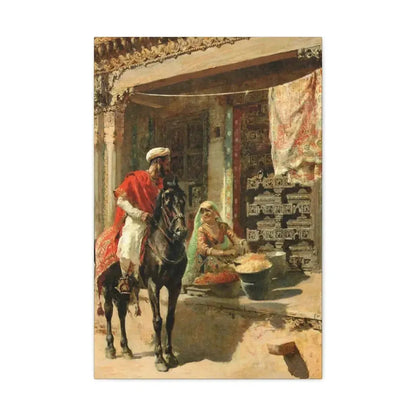Edwin Lord Weeks (1849-1903) Street Vendor, Ahmedabad c1885 - Canvas Wall Art 20″ x 30″ 1.25" - The Sticker Space