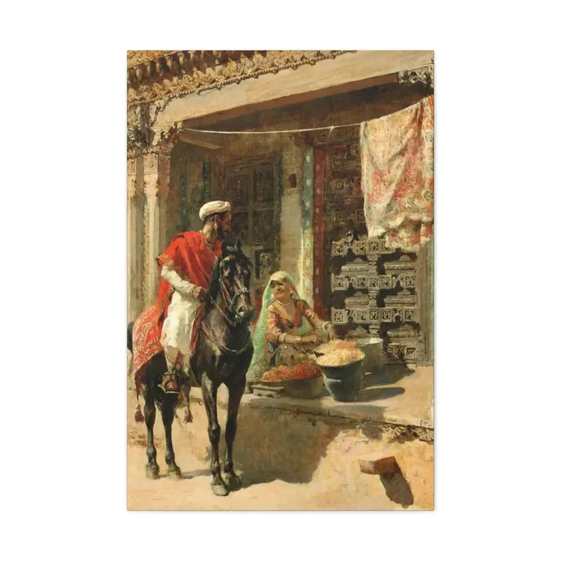Edwin Lord Weeks (1849-1903) Street Vendor, Ahmedabad c1885 - Canvas Wall Art 24″ x 36″ 1.25" - The Sticker Space