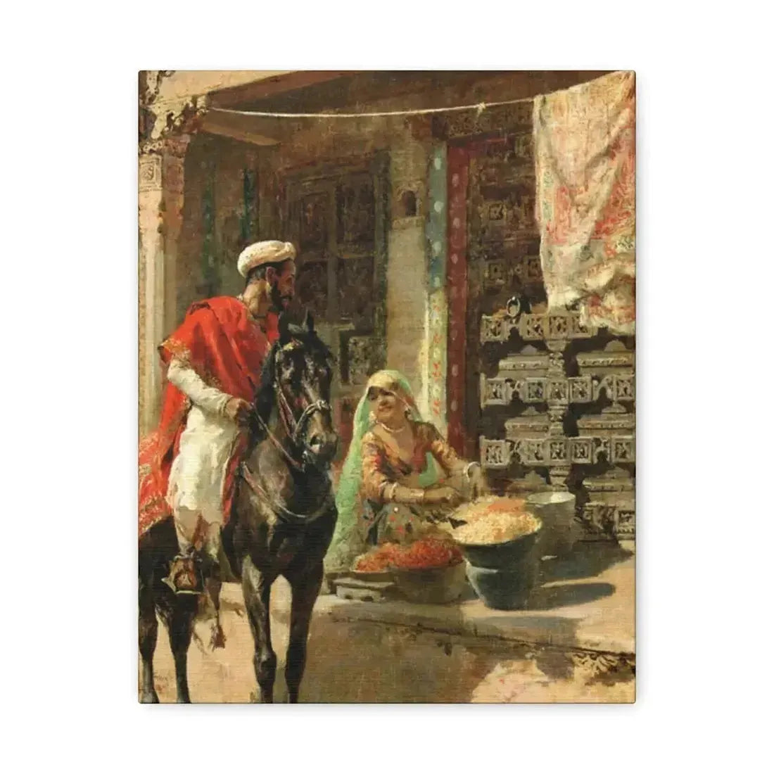 Edwin Lord Weeks (1849-1903) Street Vendor, Ahmedabad c1885 - Canvas Wall Art - The Sticker Space