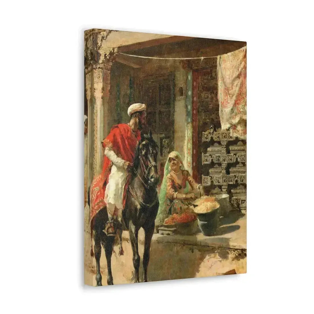Edwin Lord Weeks (1849-1903) Street Vendor, Ahmedabad c1885 - Canvas Wall Art - The Sticker Space