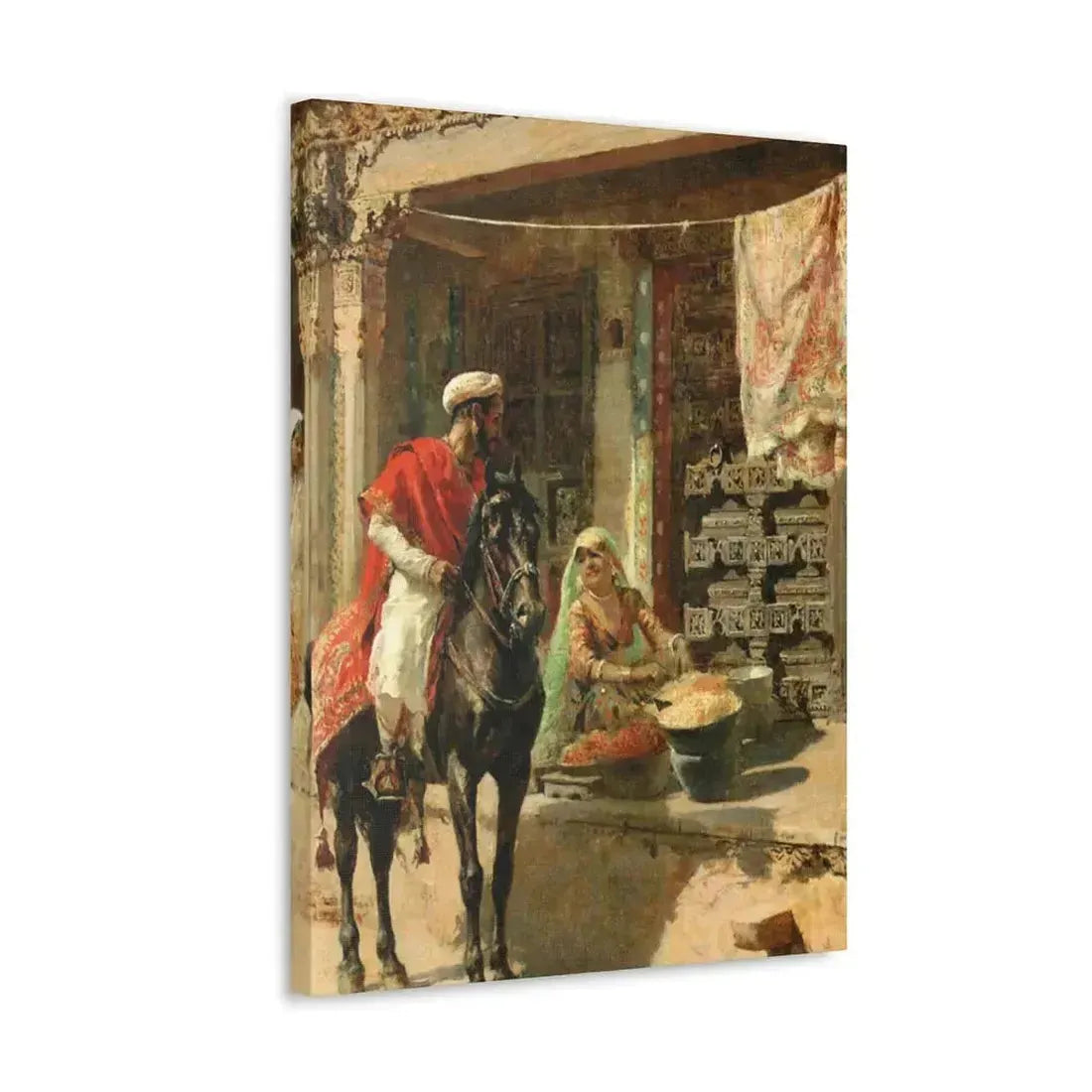 Edwin Lord Weeks (1849-1903) Street Vendor, Ahmedabad c1885 - Canvas Wall Art - The Sticker Space