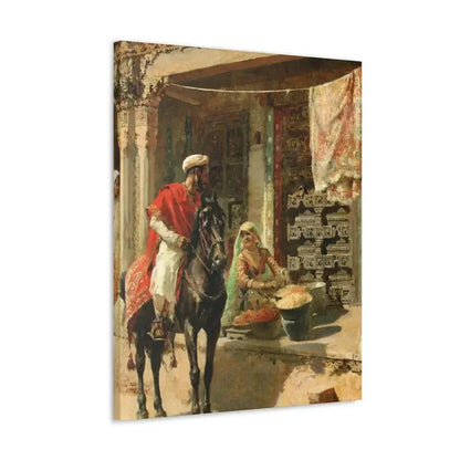 Edwin Lord Weeks (1849-1903) Street Vendor, Ahmedabad c1885 - Canvas Wall Art - The Sticker Space