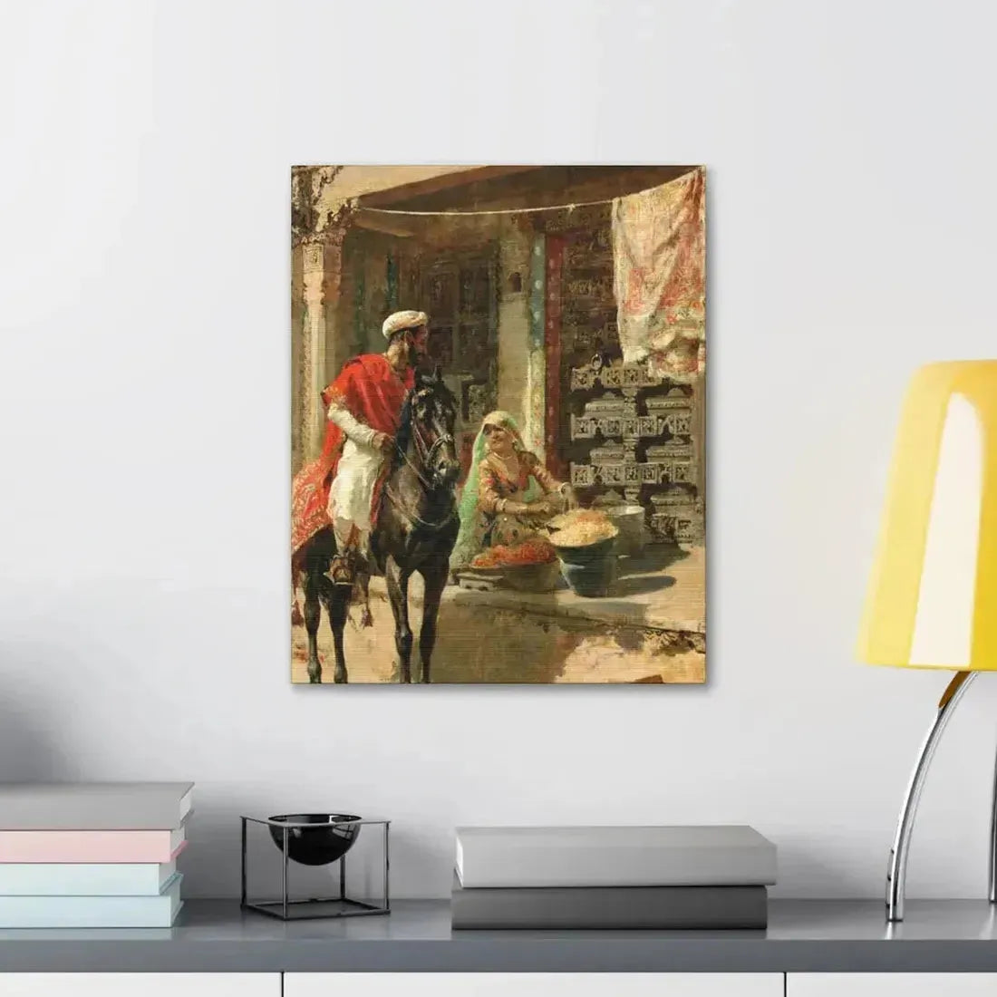 Edwin Lord Weeks (1849-1903) Street Vendor, Ahmedabad c1885 - Canvas Wall Art - The Sticker Space