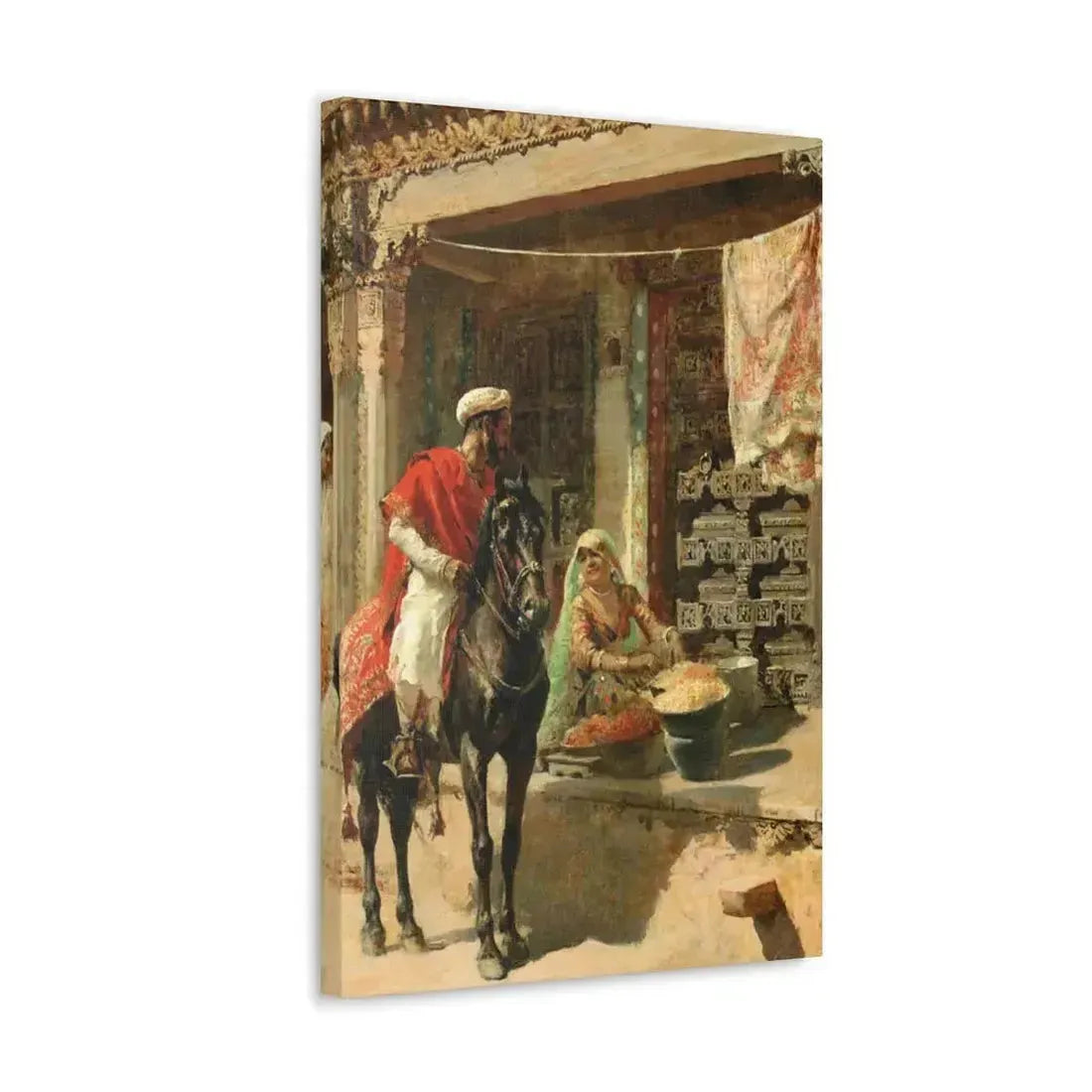 Edwin Lord Weeks (1849-1903) Street Vendor, Ahmedabad c1885 - Canvas Wall Art - The Sticker Space
