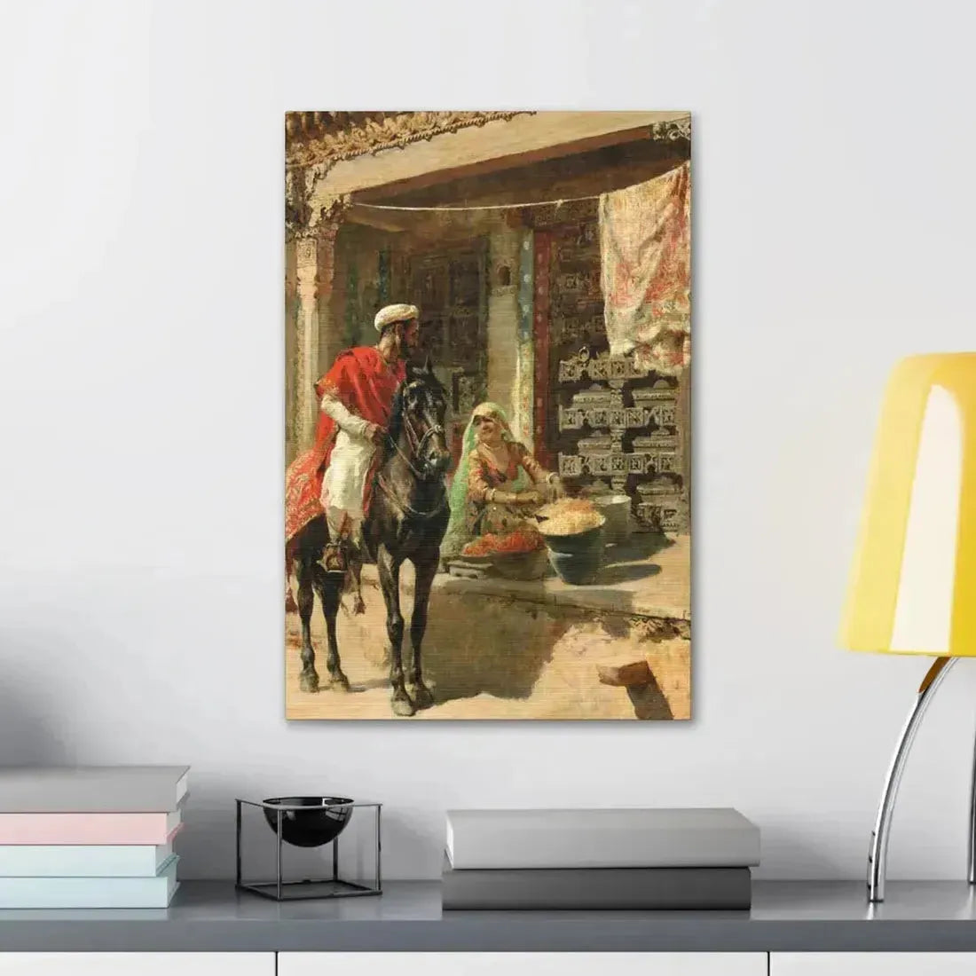 Edwin Lord Weeks (1849-1903) Street Vendor, Ahmedabad c1885 - Canvas Wall Art - The Sticker Space