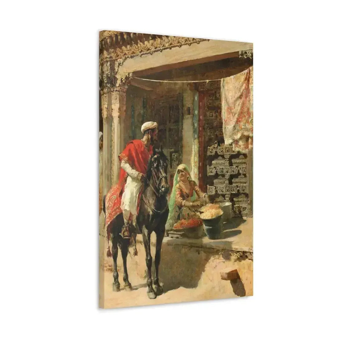 Edwin Lord Weeks (1849-1903) Street Vendor, Ahmedabad c1885 - Canvas Wall Art - The Sticker Space