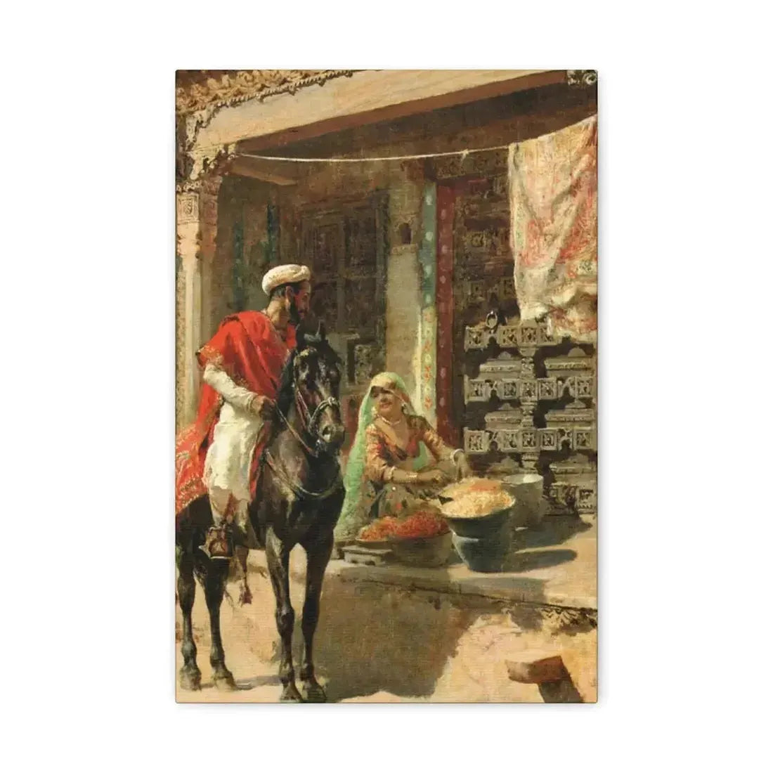 Edwin Lord Weeks (1849-1903) Street Vendor, Ahmedabad c1885 - Canvas Wall Art - The Sticker Space