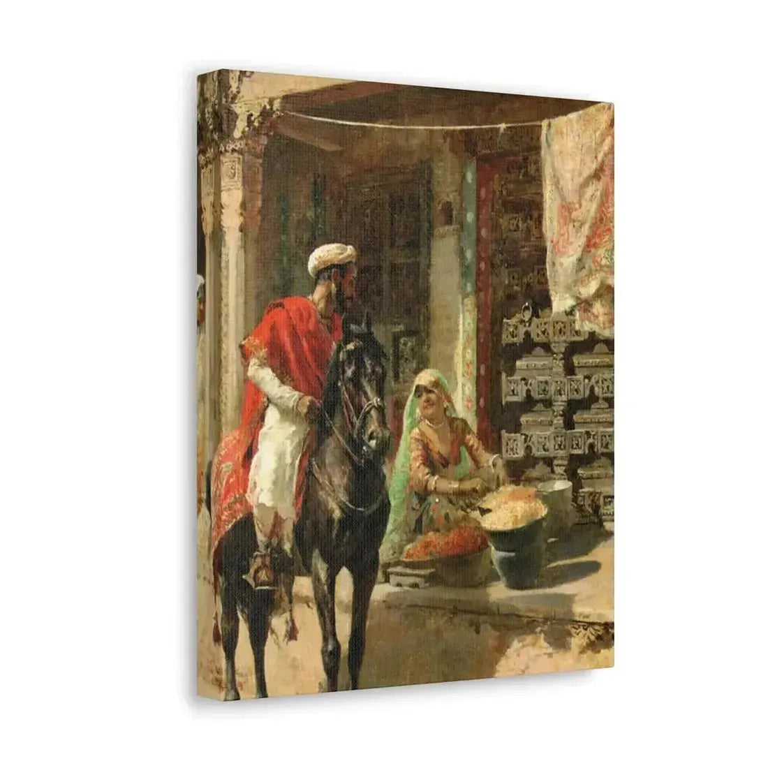Edwin Lord Weeks (1849-1903) Street Vendor, Ahmedabad c1885 - Canvas Wall Art - The Sticker Space
