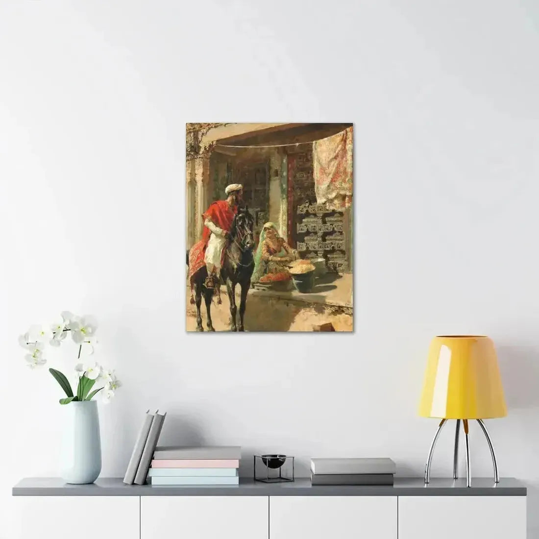 Edwin Lord Weeks (1849-1903) Street Vendor, Ahmedabad c1885 - Canvas Wall Art - The Sticker Space