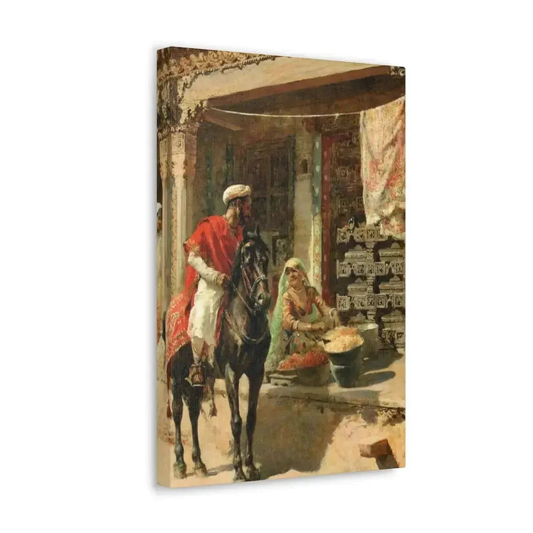Edwin Lord Weeks (1849-1903) Street Vendor, Ahmedabad c1885 - Canvas Wall Art - The Sticker Space