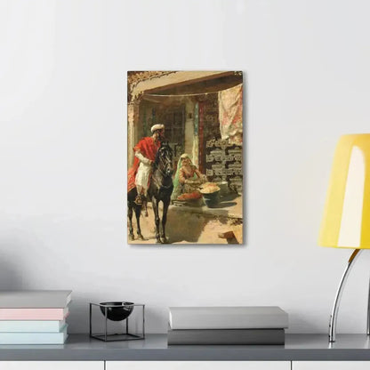 Edwin Lord Weeks (1849-1903) Street Vendor, Ahmedabad c1885 - Canvas Wall Art - The Sticker Space