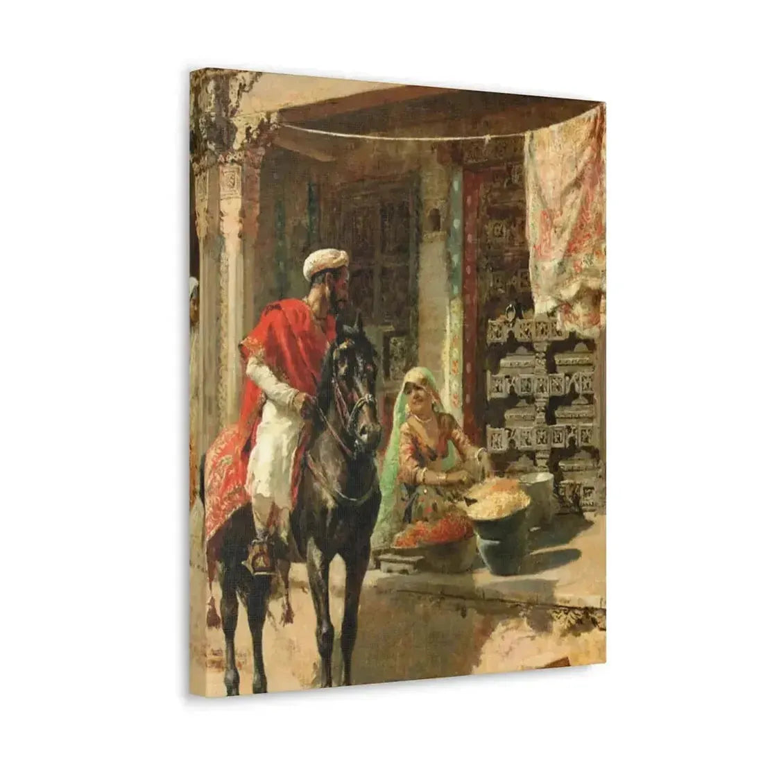 Edwin Lord Weeks (1849-1903) Street Vendor, Ahmedabad c1885 - Canvas Wall Art - The Sticker Space