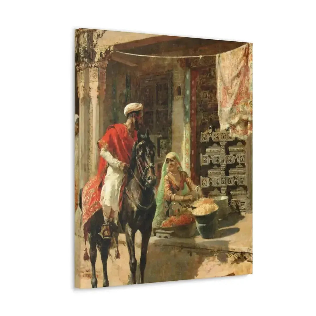 Edwin Lord Weeks (1849-1903) Street Vendor, Ahmedabad c1885 - Canvas Wall Art - The Sticker Space