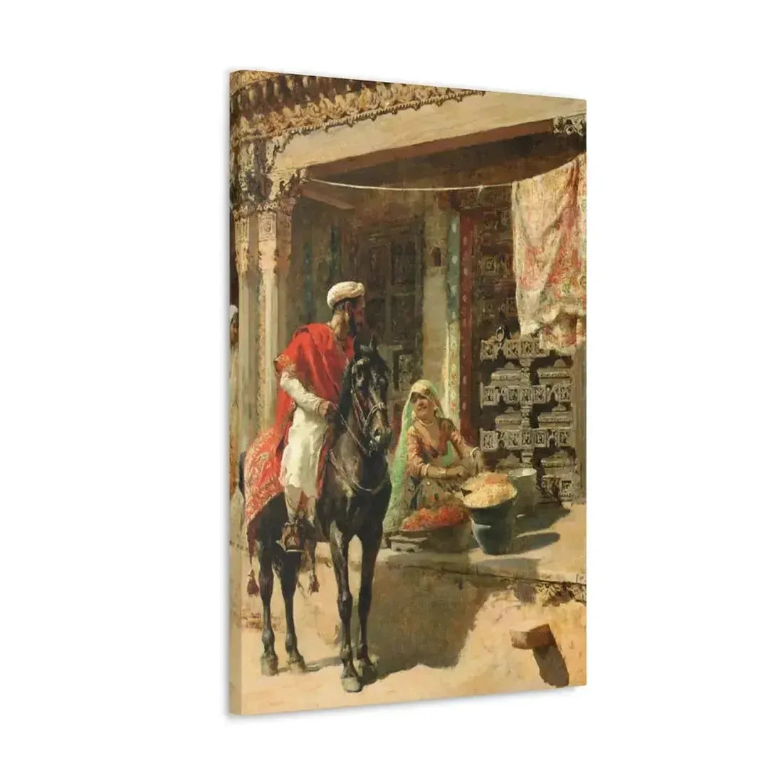 Edwin Lord Weeks (1849-1903) Street Vendor, Ahmedabad c1885 - Canvas Wall Art - The Sticker Space