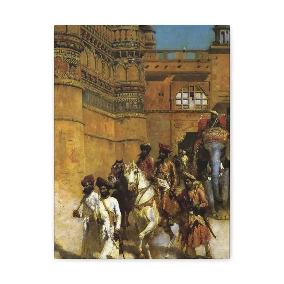 Edwin Lord Weeks (1849-1903) The Maharahaj of Gwalior Before His Palace c1887 - Canvas Wall Art 12″ x 16″ 1.25" - The Sticker Space