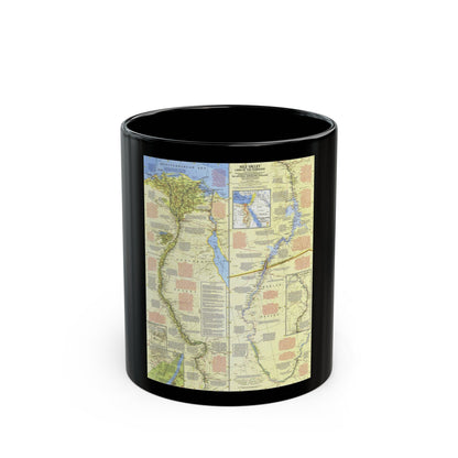 Egypt - Nile Valley, Land of the Pharaohs (1965) (Map) Black Coffee Mug-11oz-The Sticker Space