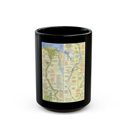 Egypt - Nile Valley, Land of the Pharaohs (1965) (Map) Black Coffee Mug-15oz-The Sticker Space