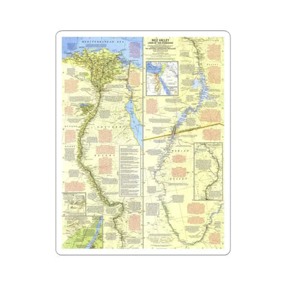 Egypt - Nile Valley, Land of the Pharaohs (1965) (Map) STICKER Vinyl Kiss-Cut Decal 3 Inch White - The Sticker Space