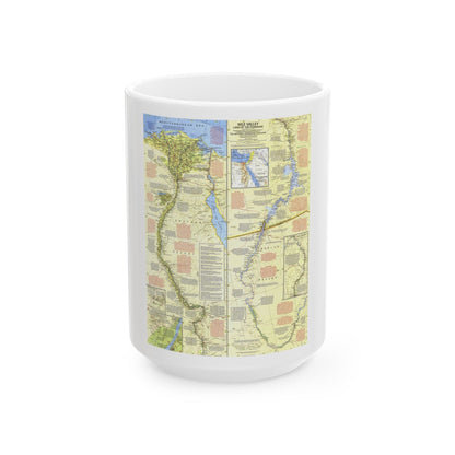 Egypt - Nile Valley, Land of the Pharaohs (1965) (Map) White Coffee Mug-15oz-The Sticker Space