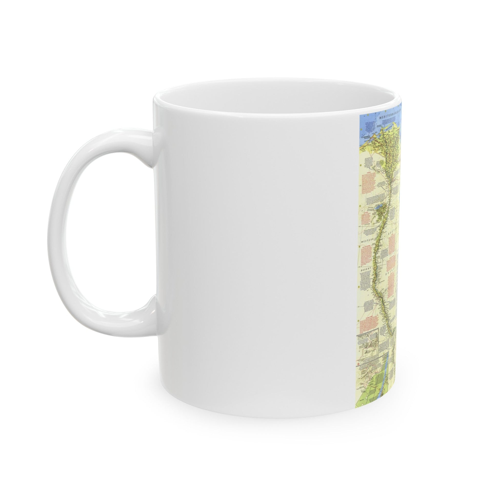 Egypt - Nile Valley, Land of the Pharaohs (1965) (Map) White Coffee Mug-The Sticker Space