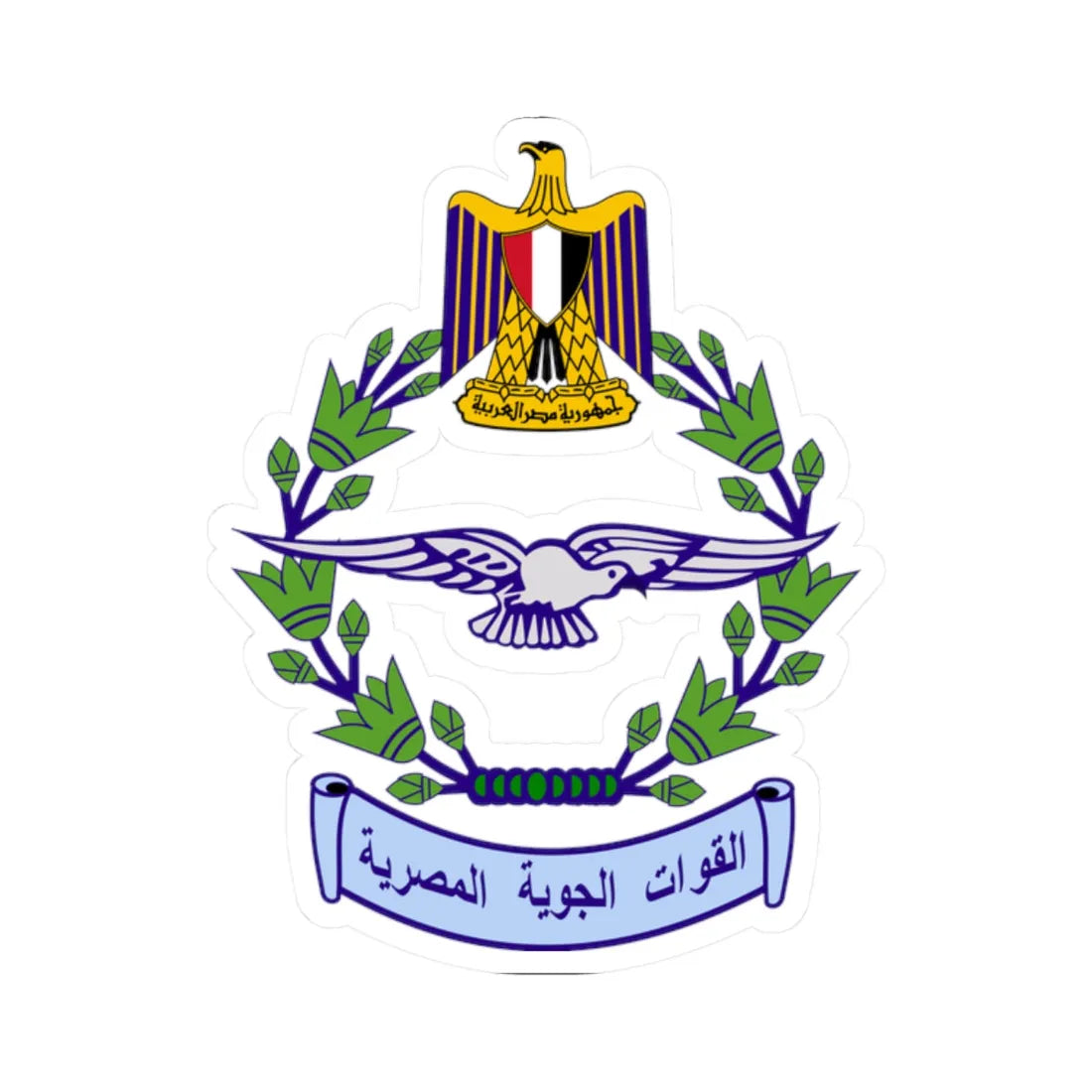Egyptian Air Force emblem (Egypt) (Coat of Arms) STICKER Vinyl Kiss-Cut Decal 2 Inch White - The Sticker Space