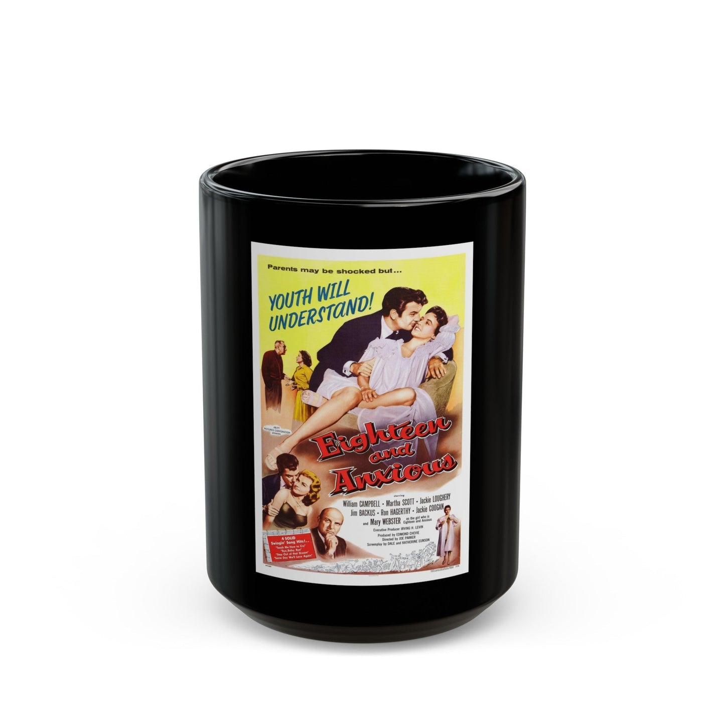 EIGHTEEN AND ANXIOUS 1957 Movie Poster - Black Coffee Mug-15oz-The Sticker Space