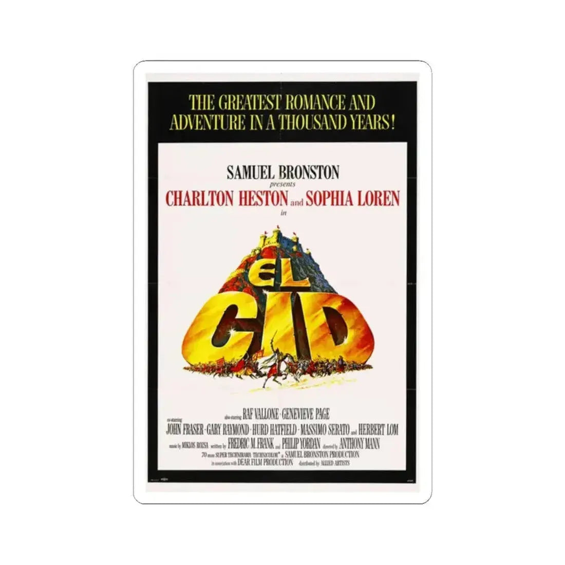 El Cid 1961 Movie Poster - STICKER Vinyl Kiss-Cut Decal 2 Inch White - The Sticker Space
