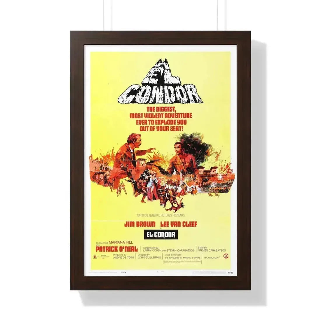EL CONDOR (2) 1970 - Framed Movie Poster 16″ x 24″ Walnut - The Sticker Space