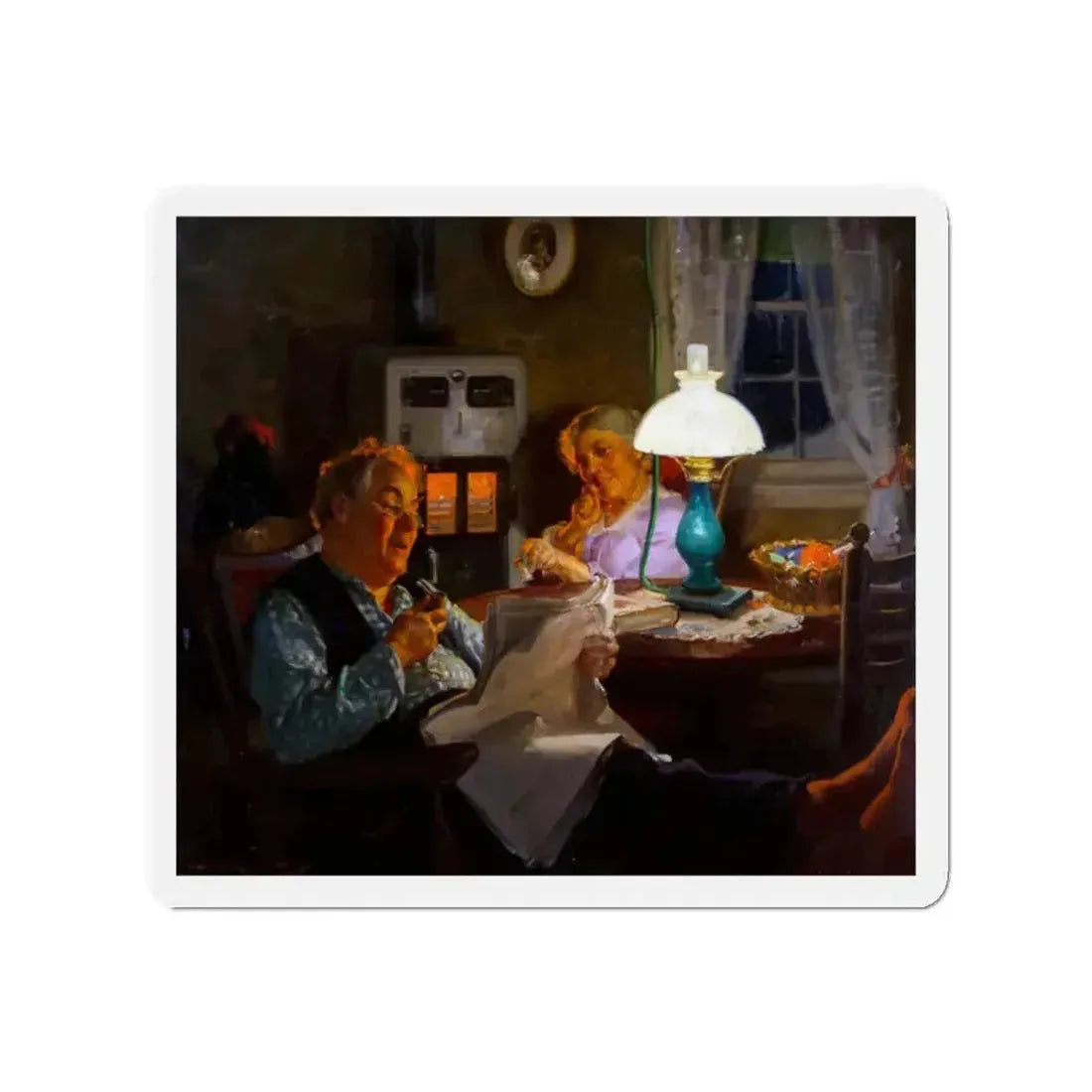 Elderly Couple (Magazine Illustration) Refrigerator Magnet 2 Inch Die-Cut - The Sticker Space