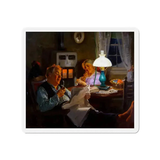 Elderly Couple (Magazine Illustration) Refrigerator Magnet 2 Inch Die-Cut - The Sticker Space